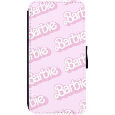 Coque iPhone 12 Pro Max - Wallet noir Barbie light pink pattern