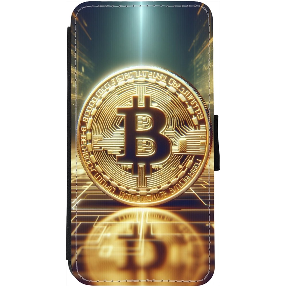 Coque iPhone 12 Pro Max - Wallet noir Bitcoin Standing