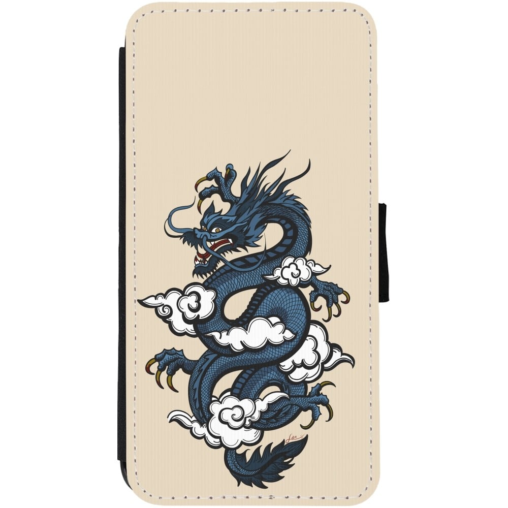 Coque iPhone 12 Pro Max - Wallet noir Blue Dragon Tattoo