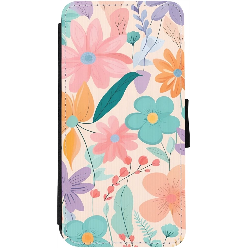 Coque iPhone 12 Pro Max - Wallet noir Easter 2024 spring flowers