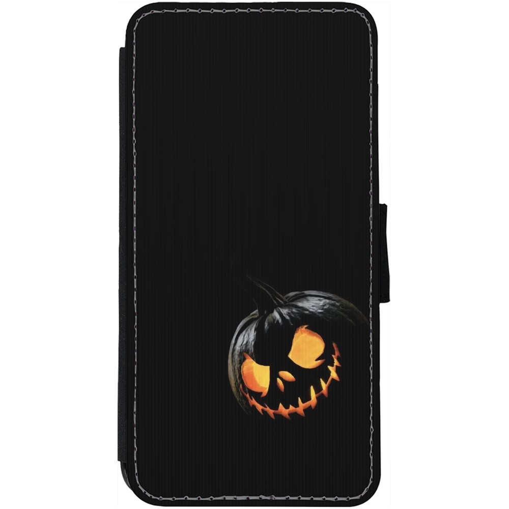 Coque iPhone 12 Pro Max - Wallet noir Halloween 2023 discreet pumpkin