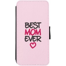 Coque iPhone 12 Pro Max - Wallet noir Mom 2023 best Mom ever pink