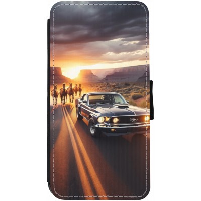 Coque iPhone 12 Pro Max - Wallet noir Mustang 69 Grand Canyon