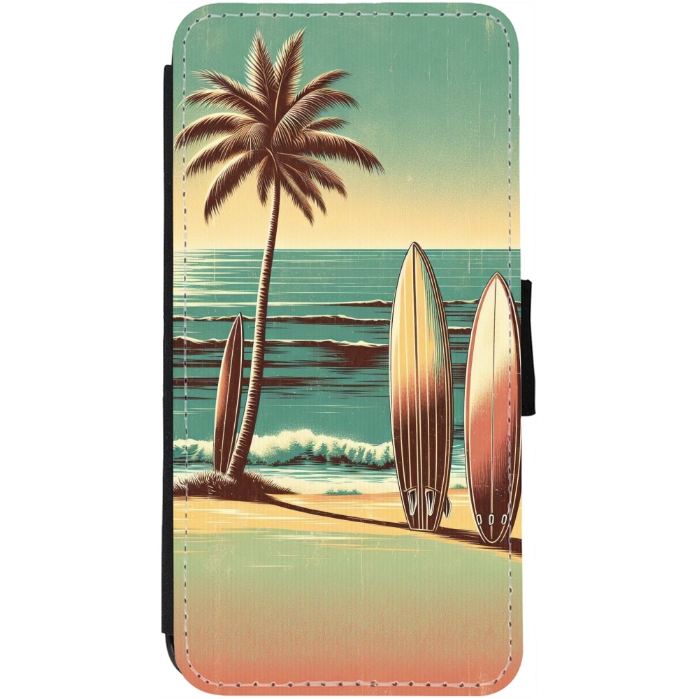 Coque iPhone 12 Pro Max - Wallet noir Surf Paradise