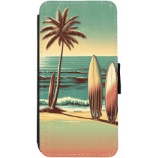 Coque iPhone 12 Pro Max - Wallet noir Surf Paradise