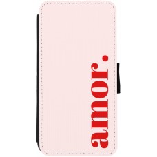 Coque iPhone 12 Pro Max - Wallet noir Valentine 2024 amor