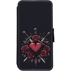 Coque iPhone 12 Pro Max - Wallet noir Valentine 2024 gothic love