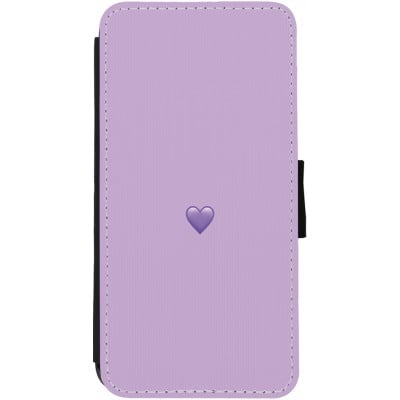 Coque iPhone 12 Pro Max - Wallet noir Valentine 2023 purpule single heart