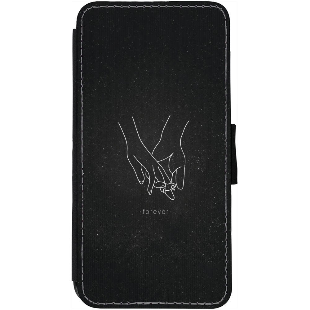 Coque iPhone 12 Pro Max - Wallet noir Valentine 2023 hands forever