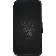 Coque iPhone 12 Pro Max - Wallet noir Valentine 2023 hands forever