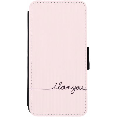 Coque iPhone 12 Pro Max - Wallet noir Valentine 2023 i love you writing