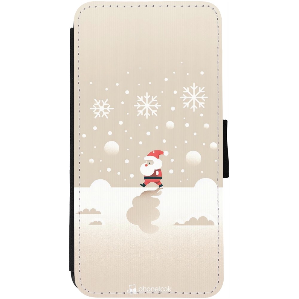 Coque iPhone 12 Pro Max - Wallet noir Noël 2023 Minimalist Santa