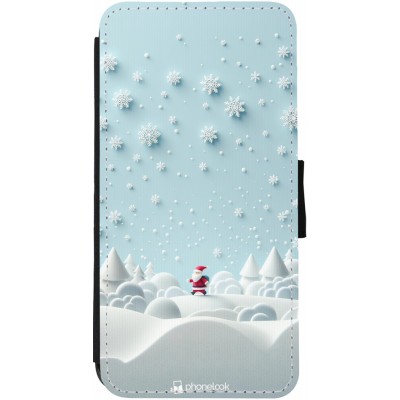 Coque iPhone 12 Pro Max - Wallet noir Noël 2023 Petit Père Flocon