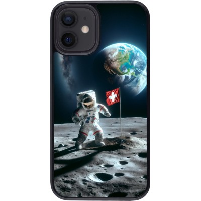 Coque iPhone 12 mini - Astro Suisse sur lune