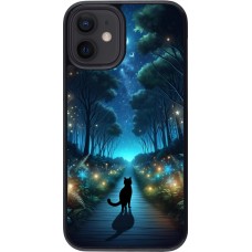 Coque iPhone 12 mini - Chat noir promenade