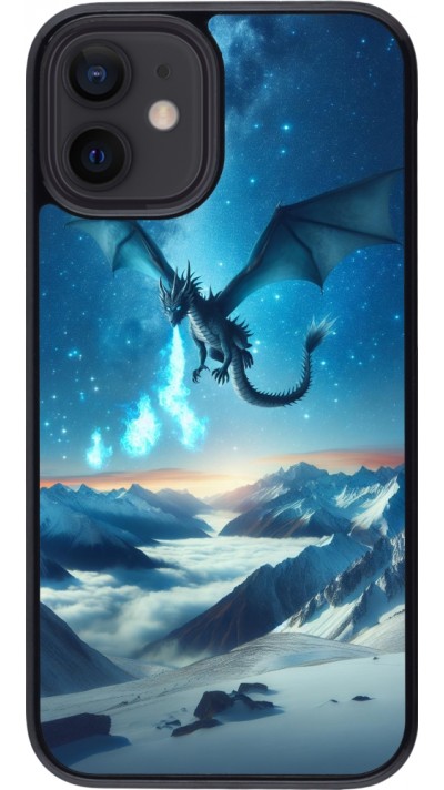 Coque iPhone 12 mini - Dragon nocturne montagne