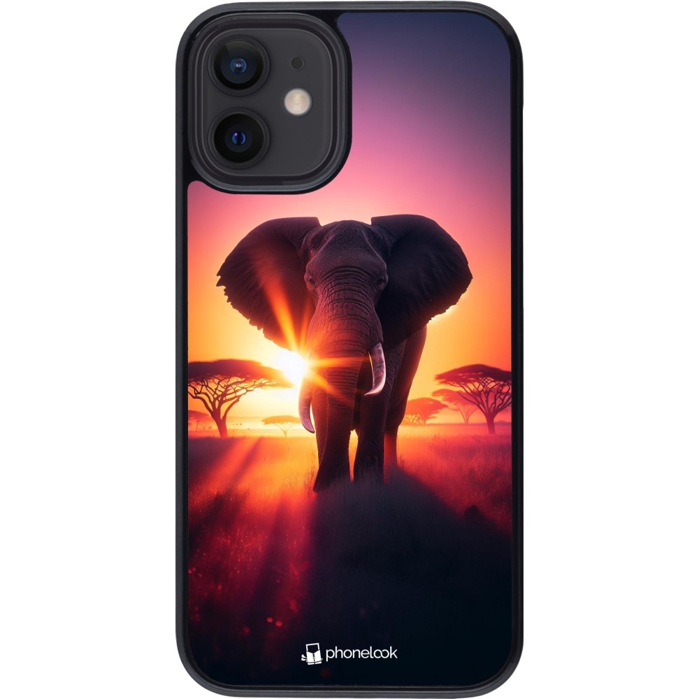 Coque iPhone 12 mini - Elephant Sunrise Beauty