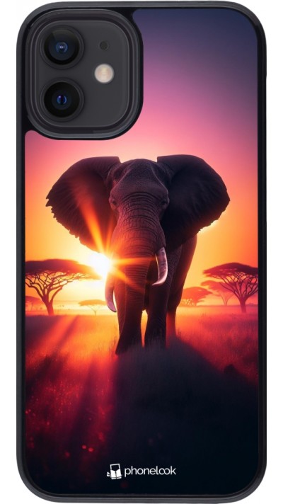 Coque iPhone 12 mini - Elephant Sunrise Beauty