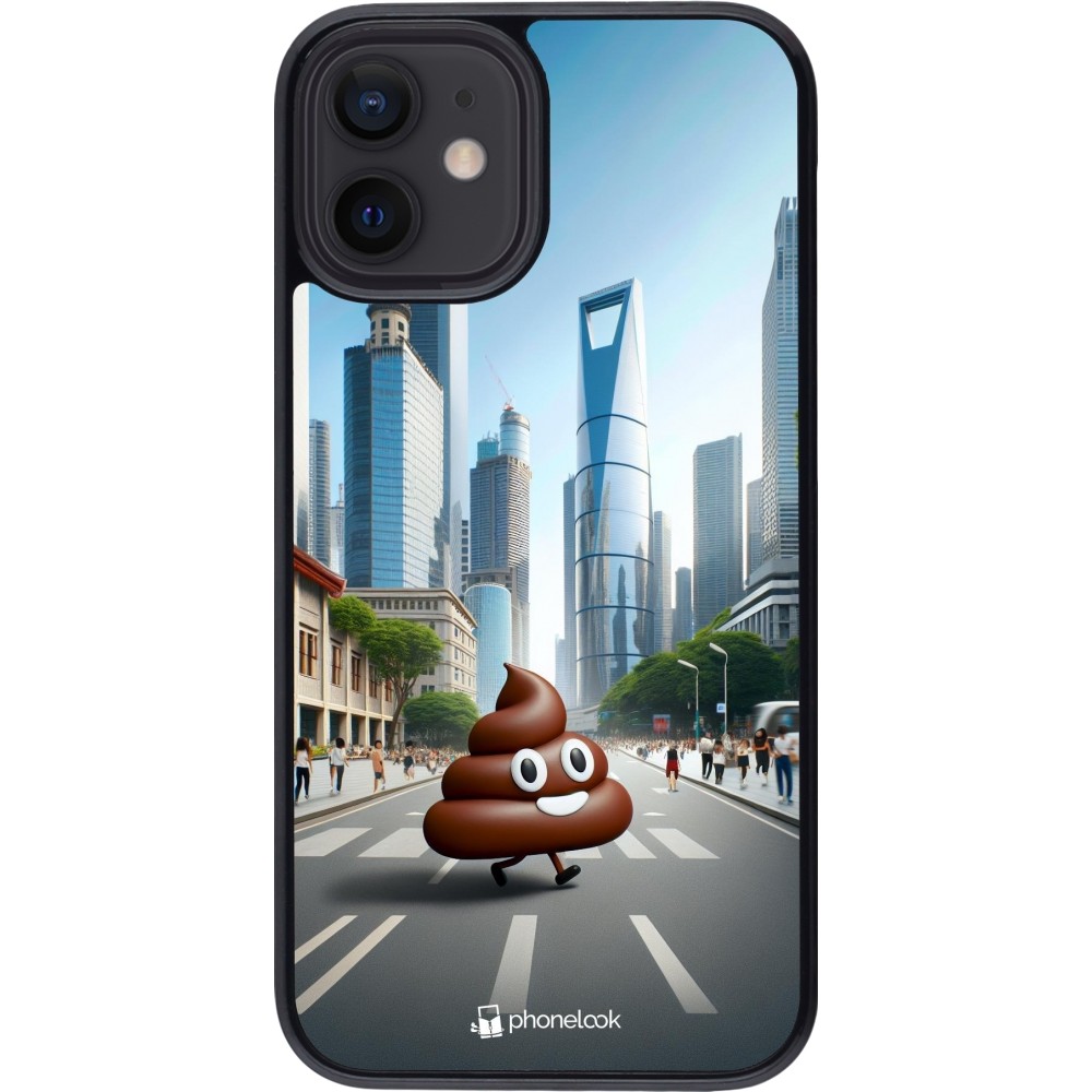 Coque iPhone 12 mini - Emoji Caca walk