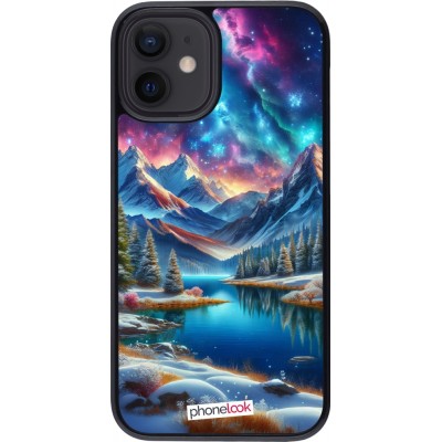 Coque iPhone 12 mini - Fantasy Mountain Lake Sky Stars