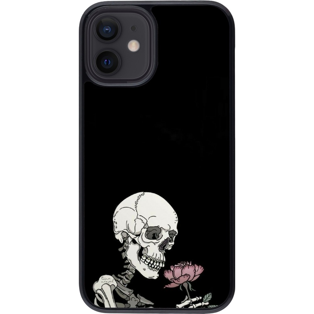 Coque iPhone 12 mini - Halloween 2023 rose and skeleton