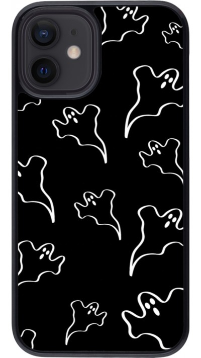 Coque iPhone 12 mini - Halloween 2024 black and white ghosts