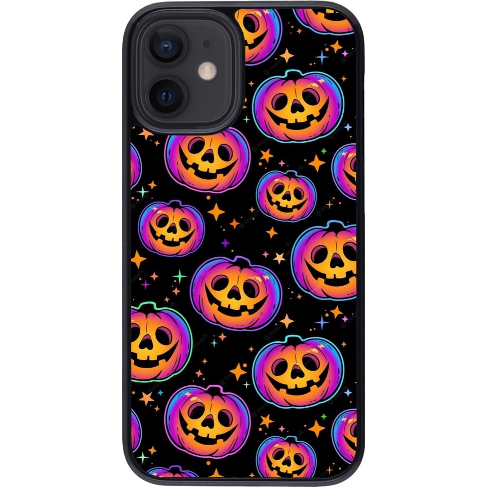 Coque iPhone 12 mini - Halloween 2024 rainbow pumpkins