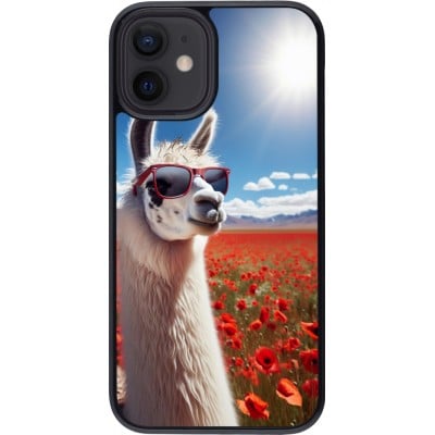 Coque iPhone 12 mini - Lama Chic en Coquelicot