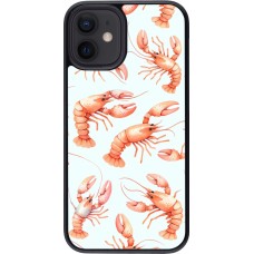 Coque iPhone 12 mini - Pattern de homards pastels