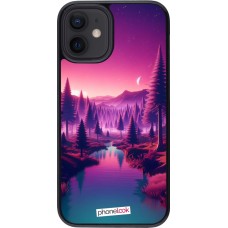 Coque iPhone 12 mini - Paysage Violet-Rose