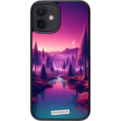 Coque iPhone 12 mini - Paysage Violet-Rose