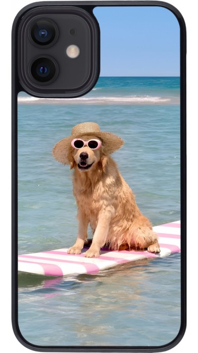 Coque iPhone 12 mini - Summer Dog on Paddle