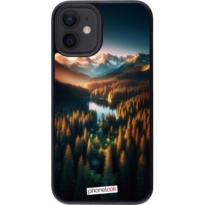 Coque iPhone 12 mini - Sunset Forest Lake