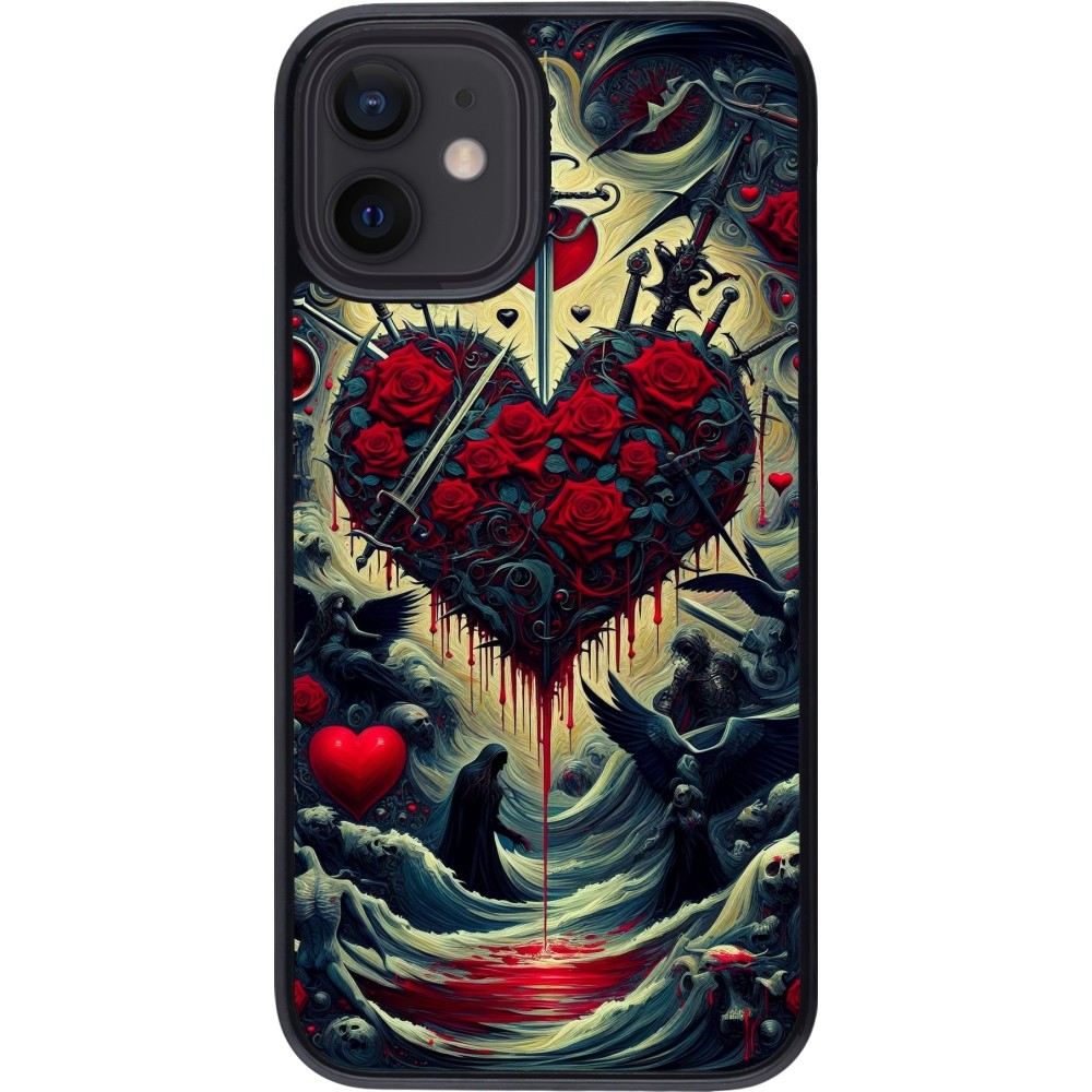 Coque iPhone 12 mini - Dark Love Coeur Sang