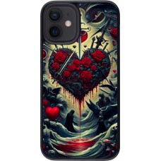 Coque iPhone 12 mini - Dark Love Coeur Sang