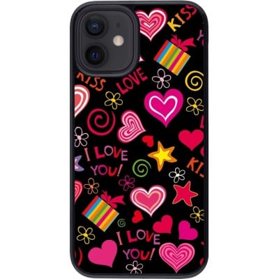 Coque iPhone 12 mini - Valentine 2023 love symbols