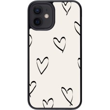 Coque iPhone 12 mini - Valentine 2023 minimalist hearts