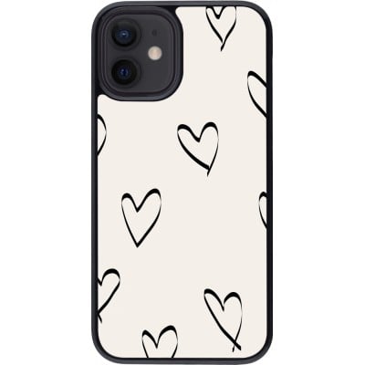 Coque iPhone 12 mini - Valentine 2023 minimalist hearts