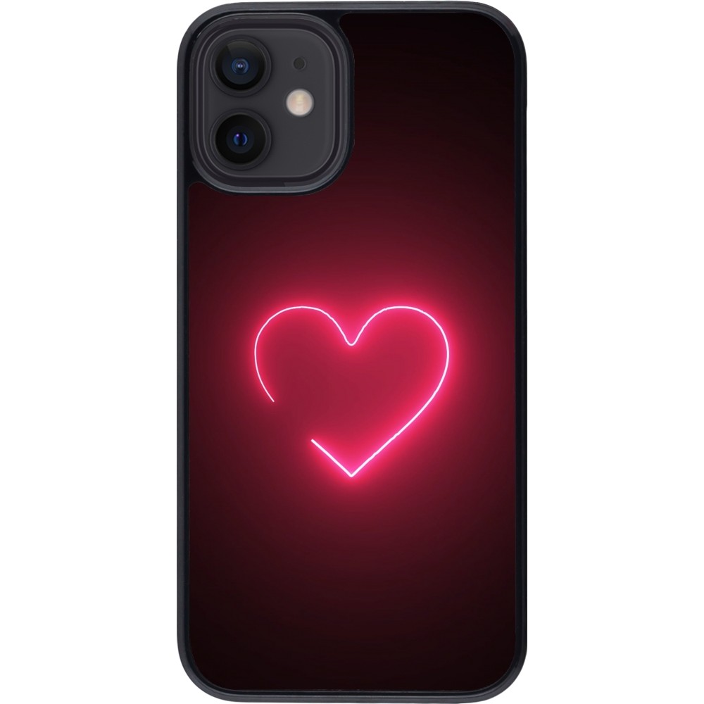 Coque iPhone 12 mini - Valentine 2023 single neon heart