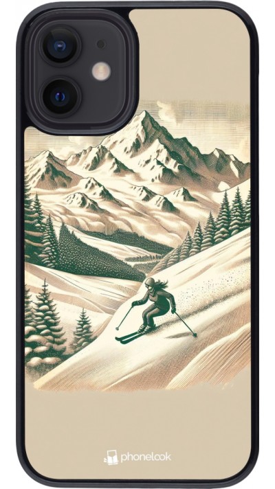 Coque iPhone 12 mini - Vintage Ski Mountain