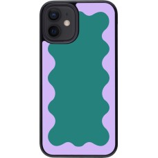 Coque iPhone 12 mini - Wavy Rectangle Green Purple