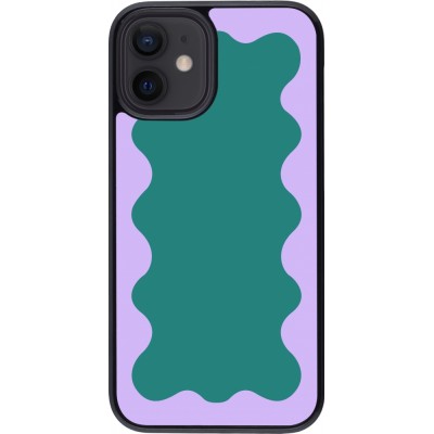 Coque iPhone 12 mini - Wavy Rectangle Green Purple