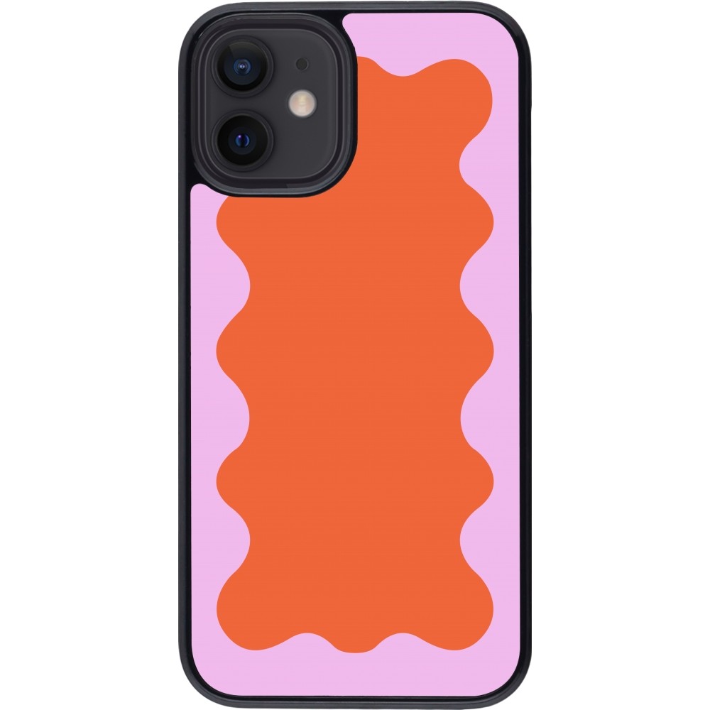 Coque iPhone 12 mini - Wavy Rectangle Orange Pink