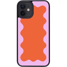 Coque iPhone 12 mini - Wavy Rectangle Orange Pink