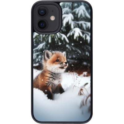 Coque iPhone 12 mini - Noël 2023 Renardeau sapin