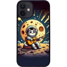 Coque iPhone 12 mini - Silicone rigide noir AstroCat RockLune