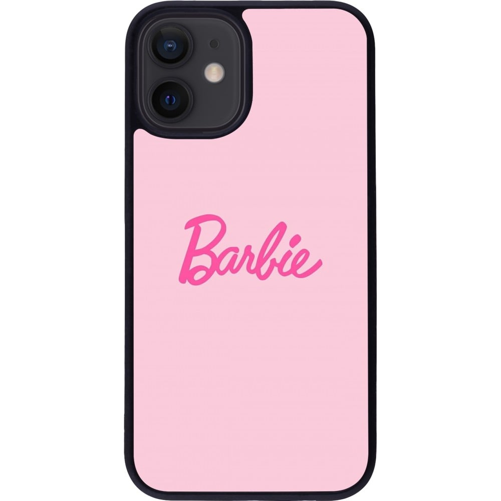 Coque iPhone 12 mini - Silicone rigide noir Barbie Text