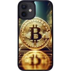 Coque iPhone 12 mini - Silicone rigide noir Bitcoin Standing