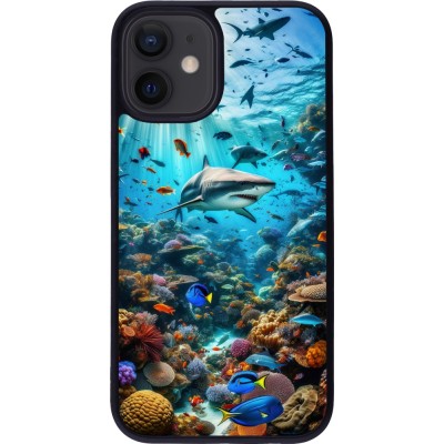 Coque iPhone 12 mini - Silicone rigide noir Bora Bora Mer et Merveilles