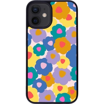 Coque iPhone 12 mini - Silicone rigide noir Easter 2024 flower power